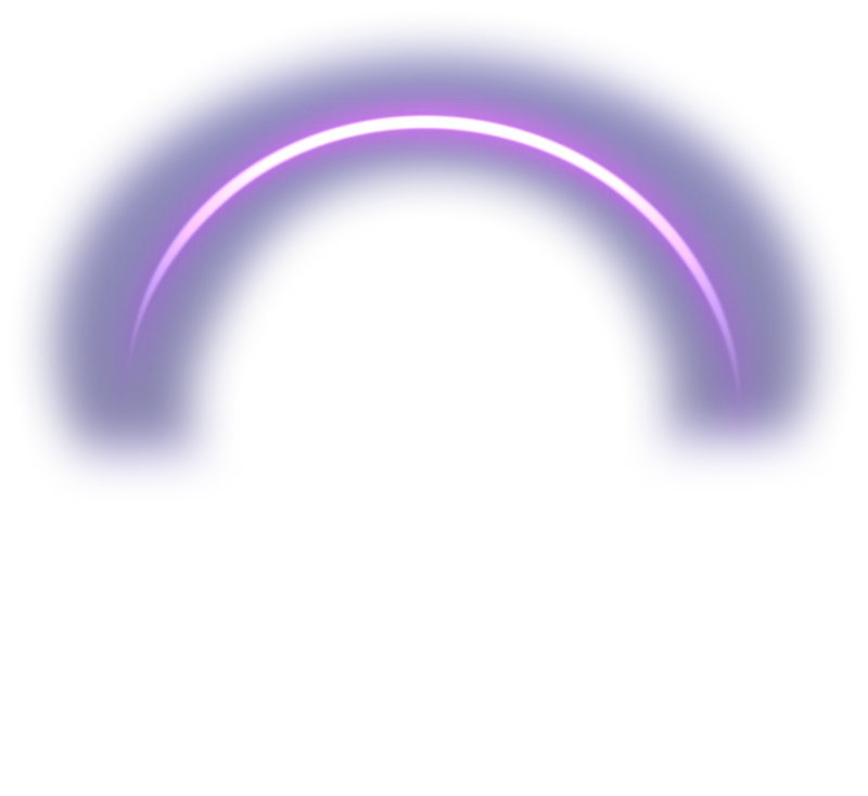 A glowing neon purple and pink semi-circular arch shape on a solid black background.